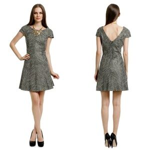 Shoshanna Bethany Tweed Dress Womens 4 Metallic Skater Mini Party Capsule